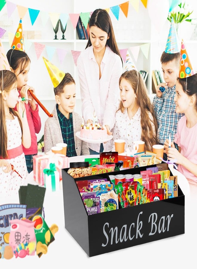 Xbopetda Snack Organizer for Countertop - Acrylic Storage Container With 4 Compartments for Kitchen Cabinet Pantry - Black Snack Bar Station - Image 4